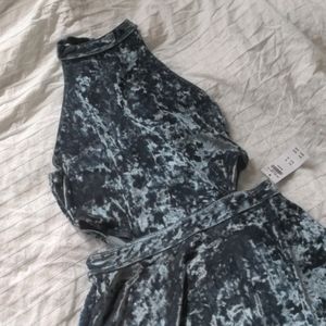 Hollister Co. Blue Velvet Skater Minidress SZ M